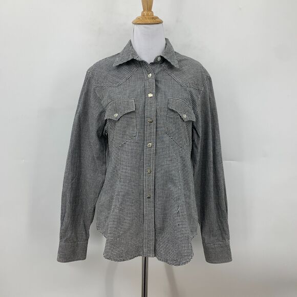 Vintage Panhandle Slim Metal Snap Button Shirt M Medium Check Western Yoke - Picture 2 of 12
